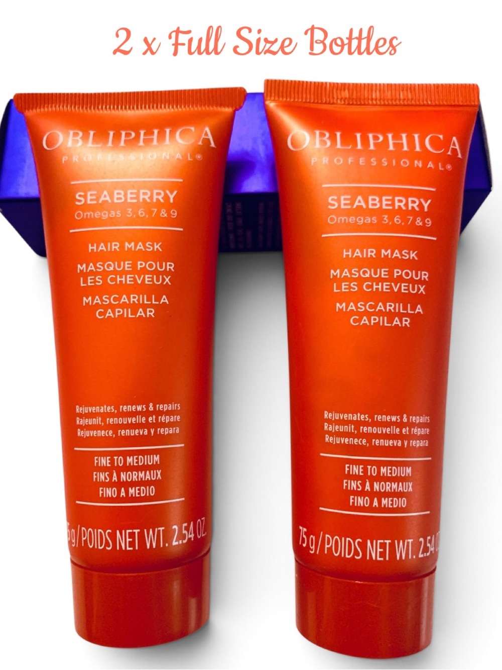 2 x Obliphica Professional Seaberry Hair Mask Deep Conditioning Hydrating 2.64oz